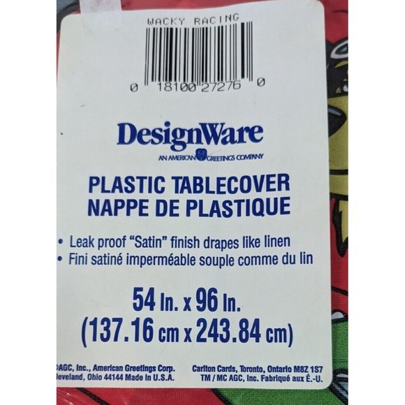 Vintage new 1997 Cartoon Network “Wacky Racing” Plastic Table Cover  54" x 96" - Picture 6 of 6